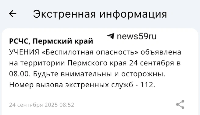 Такие сообщения приходят пермякам | Источник: читатель 59.RU