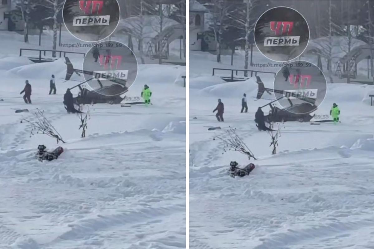 На территории базы отдыха в Прикамье рухнул вертолет, погибли двое