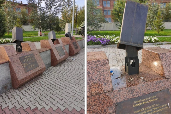 Урны были перевернуты и надеты на все снаряды | Источник: @len_raion_krsk / Instagram.com
