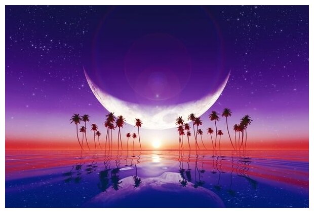 Постер на холсте «Затмение над тропическим островом»