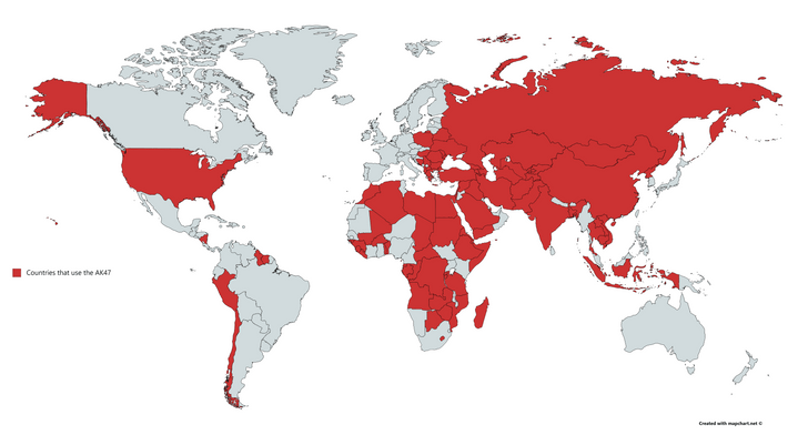 Фото №1 - Карта: В каких странах используют АК-47?