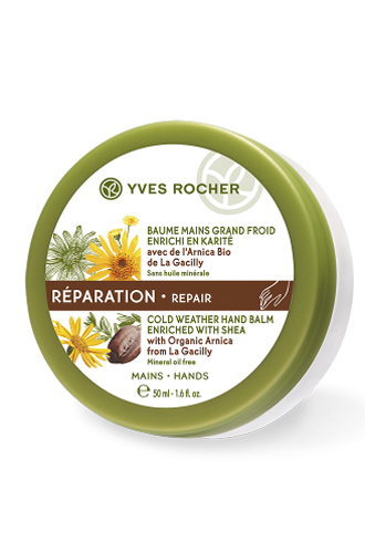 Восстанавливающий уход бальзам для рук с арникой для глубокого увлажнения и питания кожи рук, Yves Rocher.