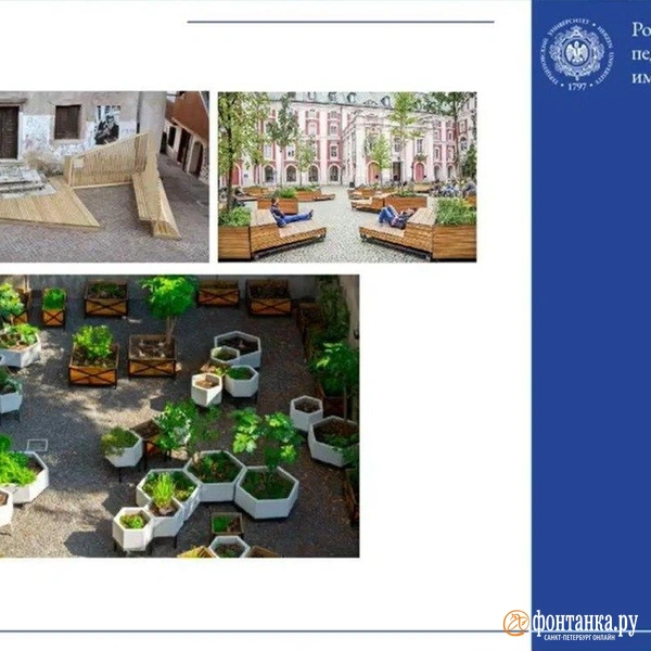 Пробное контейнерное озеленение в РГПУ им. Герцена | Источник: Конференция «Формирование комфортной городской среды»