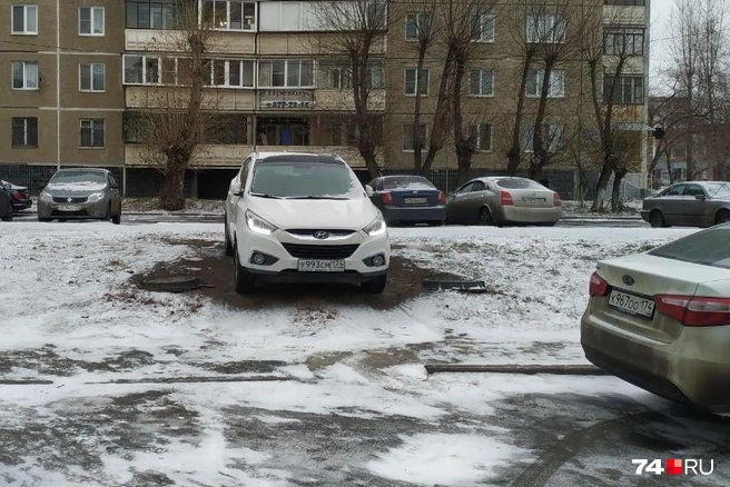 Штрафы выписывают и зимой. Это правильно: во время оттепелей колеса машин повреждают землю | Источник: читатель 74.RU