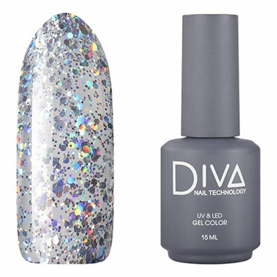 Гель лак для ногтей с блестками, Diva Nail Technology 