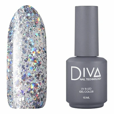 Гель лак для ногтей с блестками, Diva Nail Technology 