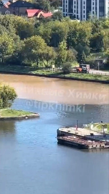 Вода, которая стекает с парка «Эко-берег» в канал имени Москвы | Источник: «Типичные Химки» / T.me