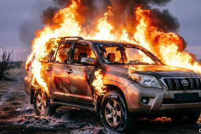 В Елизове пожар уничтожил Land Cruiser Prado