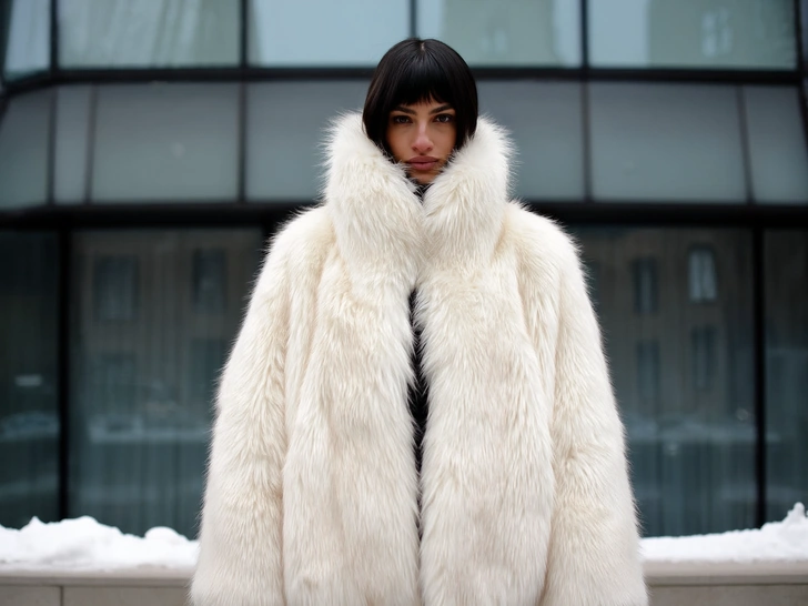 с чем носить шубу, с чем носить короткую шубу, с чем носить искусственную шубу, с чем носить норковую шубу, с чем носить белую шубу, с чем носить длинную шубу, с чем носить шубу с капюшоном | Источник: theDay/higgsfield 