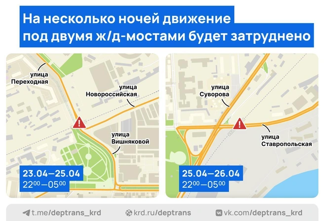 Где будут перекрывать движение | Источник: Дептранс Краснодара