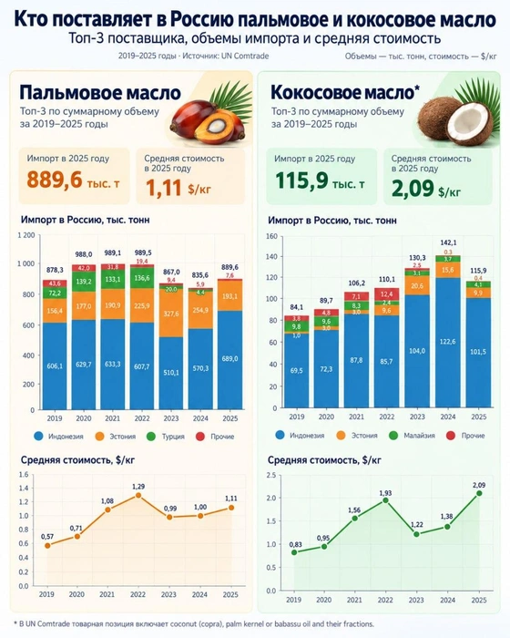 Основные импортеры растительного масла в Россию | Источник: UN Comstat