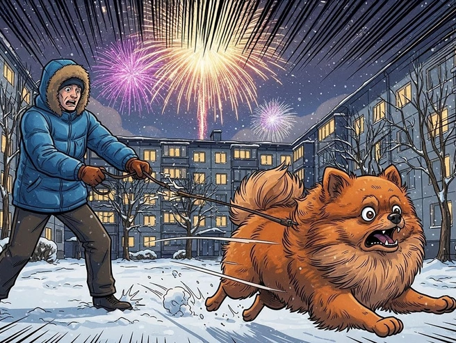 Как уберечь собаку от побега в новогоднюю ночь | Источник: Мария Романова / V1.RU