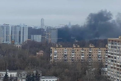 Крупный пожар на северо-западе Москвы