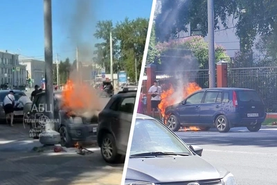В Архангельске сгорел автомобиль в центре города