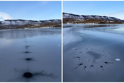 Ученые раскрыли природу темных пятен на льду Байкала