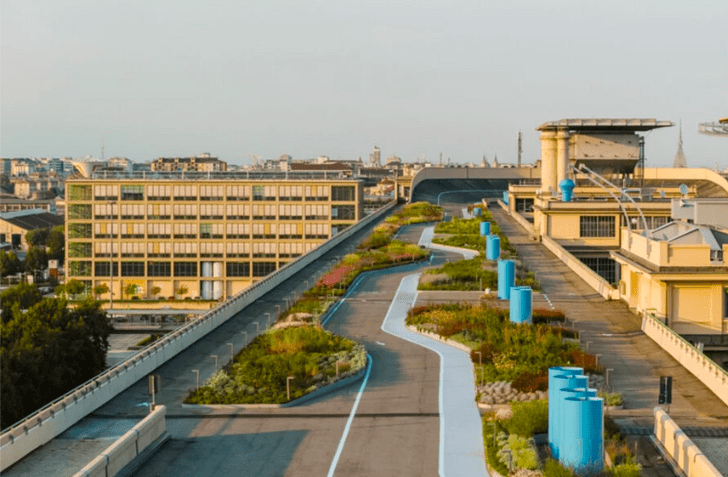 Парк La Pista 500 на крыше туринского завода Fiat