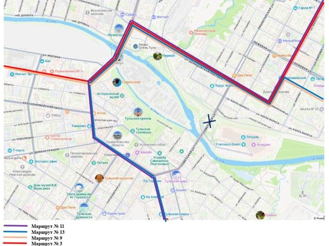 Схема движения трамваев до 10 ноября | Источник: Пресс-служба администрации города Тулы