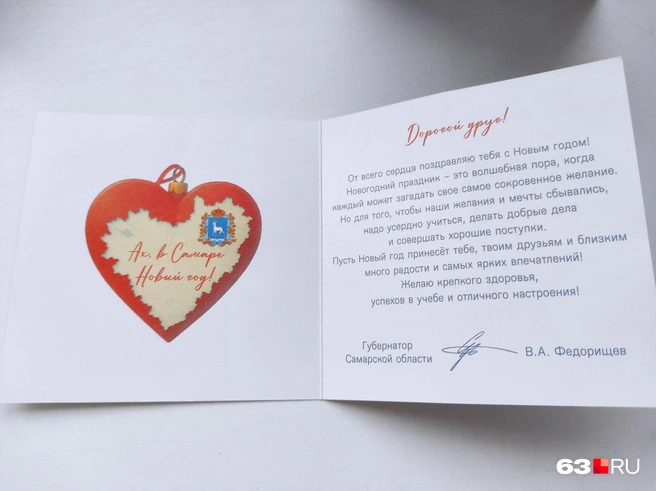 Вот такое поздравление от губернатора | Источник: читатель 63.RU 