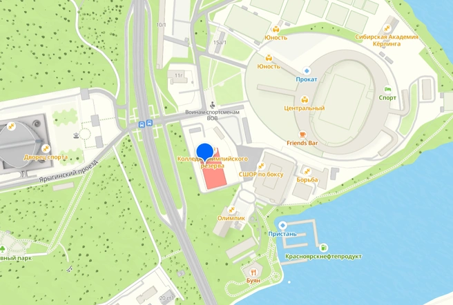 Перекрытия будут в районе колледжа олимпийского резерва | Источник: 2gis.ru