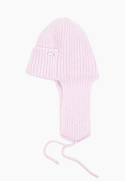 Розовая шапка-ушанка из флиса и ангоры