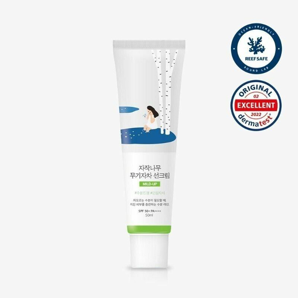 Увлажняющий солнцезащитный крем для лица Round Lab Birch Juice Moisturizing Mild-Up Sunscreen SPF50+