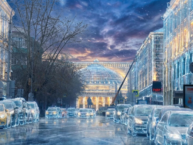 Новосибирский оперный театр, уже являющийся инженерным чудом, в ледяном исполнении мог бы войти в список мировых архитектурных ценностей. Остаётся вопрос: куда делись «чешуйки»? | Источник: Андрей Бортко, Юрий Орлов / Городские медиа