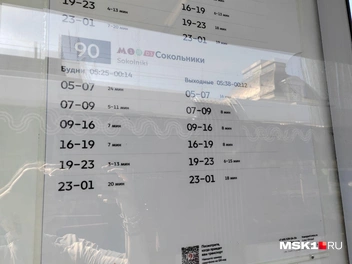 Расписание трамваев № 90 от Павелецкого вокзала до Сокольников | Источник: Михаил Мечев / MSK1.RU