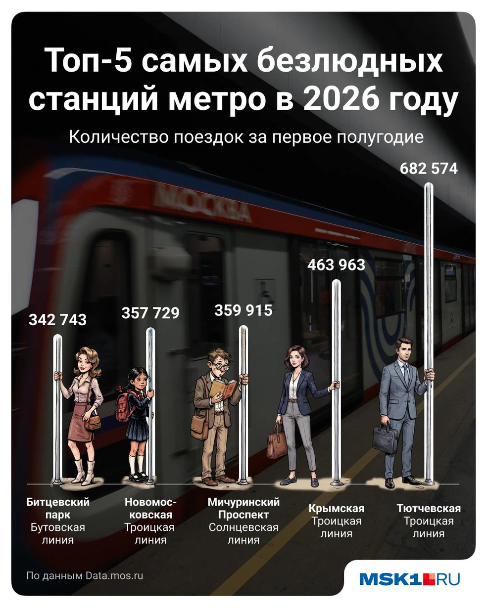 Какими станциями метро москвичи не охотно пользовались в 2026 году | Источник: Городские медиа