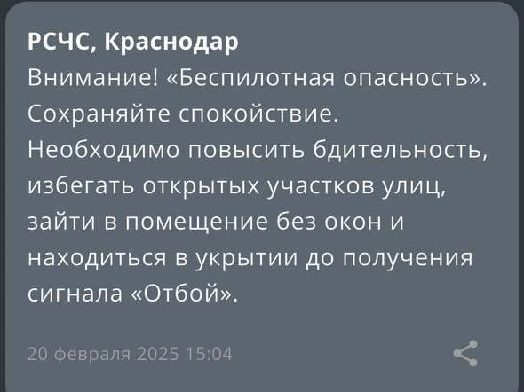 Такое уведомление пришло в приложении МЧС | Источник: МЧС России