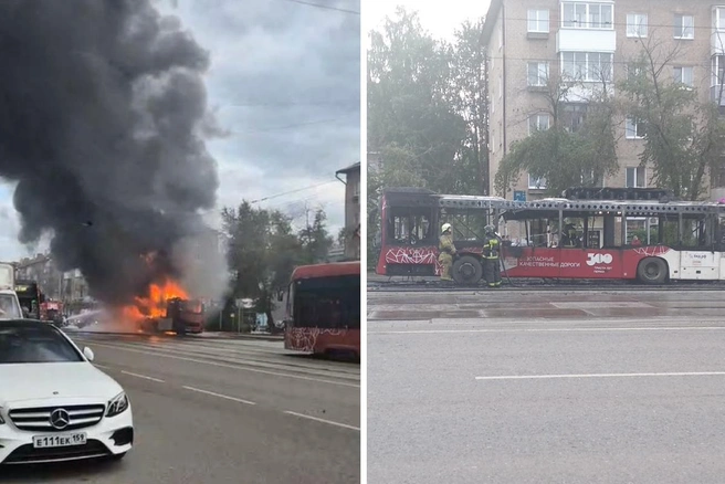 Клубы дыма заволокли улицу так, что пожар было видно с большого расстояния | Источник: Читатели 59.RU