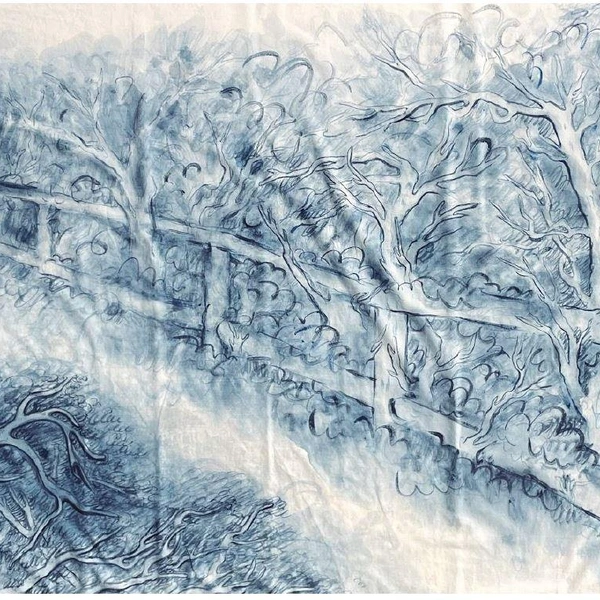 Д. Федорова. «Твой сад. мой дом». Хлопок, акварель | Источник: Галерея Monart