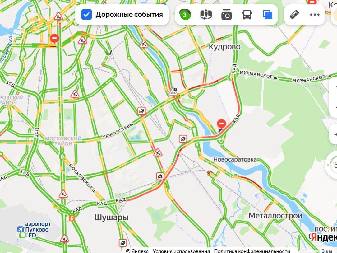 Массовое ДТП на юге КАД собрало пробку