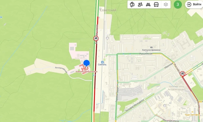 На участке образовался небольшой затор | Источник: 2ГИС