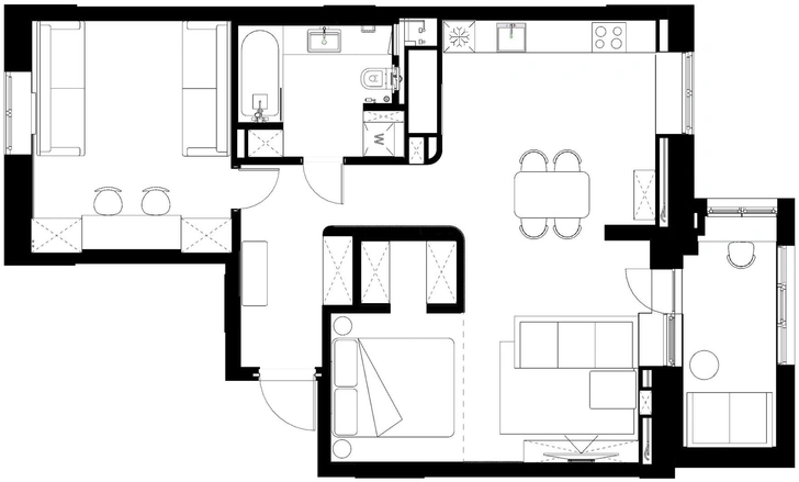 Квартира 68 м² с природными мотивами