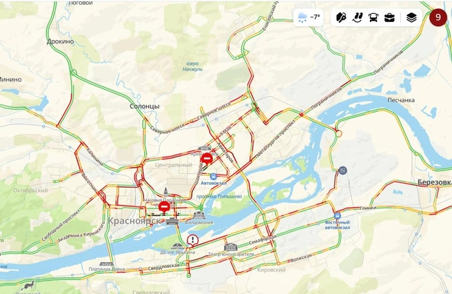 Районов без пробок в городе не видно | Источник: 2gis.ru