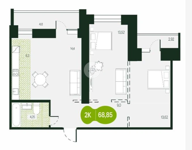 На такую планировку сейчас действует скидка в 10% | Источник: экодевелопер «Природа»