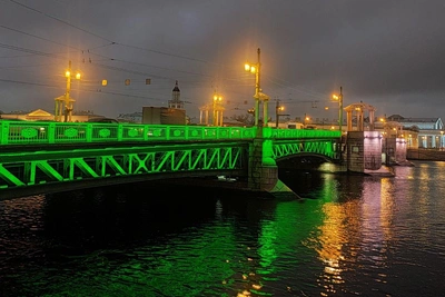 Петербург преображается к Новому году на фоне зелени