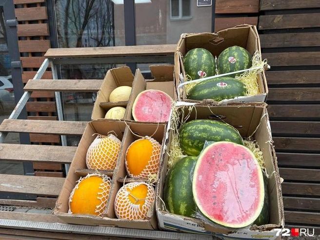 Во многих городах можно купить не только арбузы, но и дыни. Везут их в основном из Китая и Ирана | Источник: Мария Токмакова / 72. RU