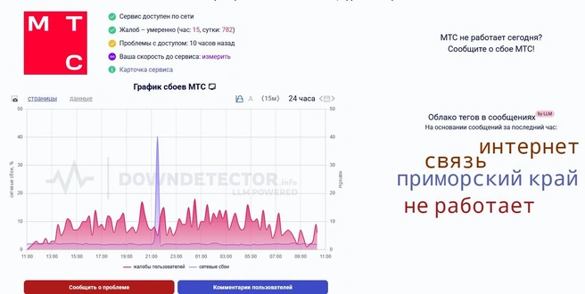 Также жалуются жители Хабаровского и Алтайского краев и люди из Свердловской и Кемеровской областей | Источник: downdetector.su