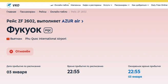 Во Внуково ввели ограничения, рейсы переносят и отменяют | Источник: vnukovo.ru
