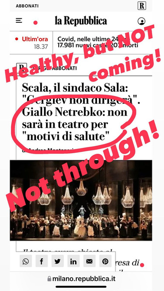 «Я здорова. Неправда!»: Анна Нетребко в шоке от увольнения из театра La Scala