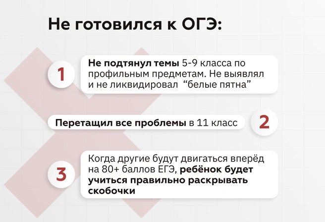 Проблемы с уровнем подготовки у тех, кто не готовился к ОГЭ | Источник: Ирина Калмыкова