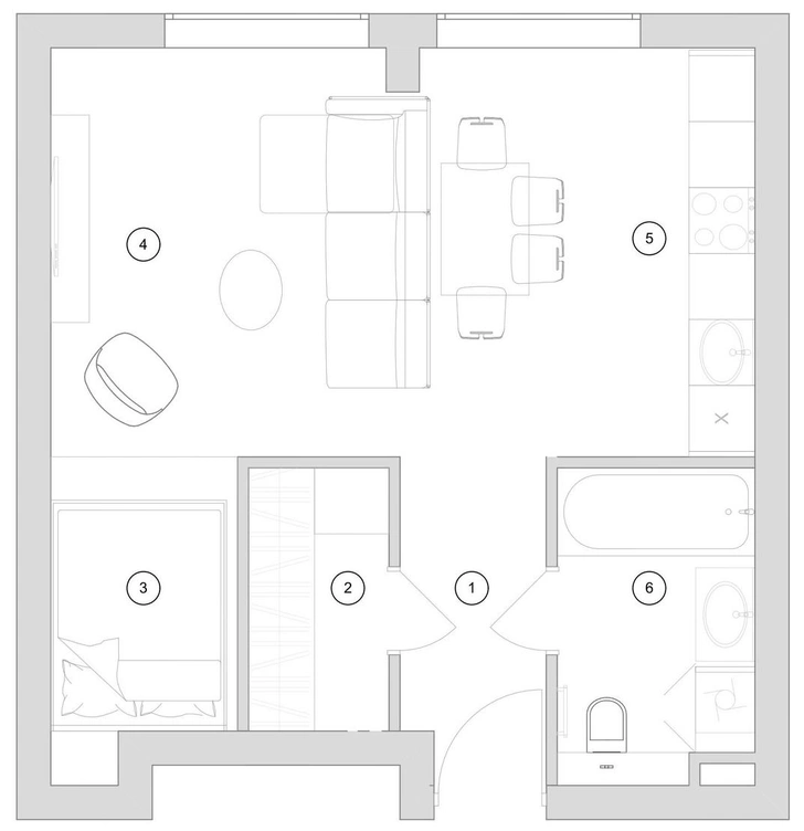 Минималистичная квартира 40 м² в Москве