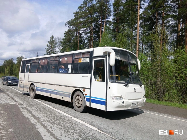 Автобус объезжает зону ремонта по встречной полосе | Источник: Роман Марьяненко / E1.RU