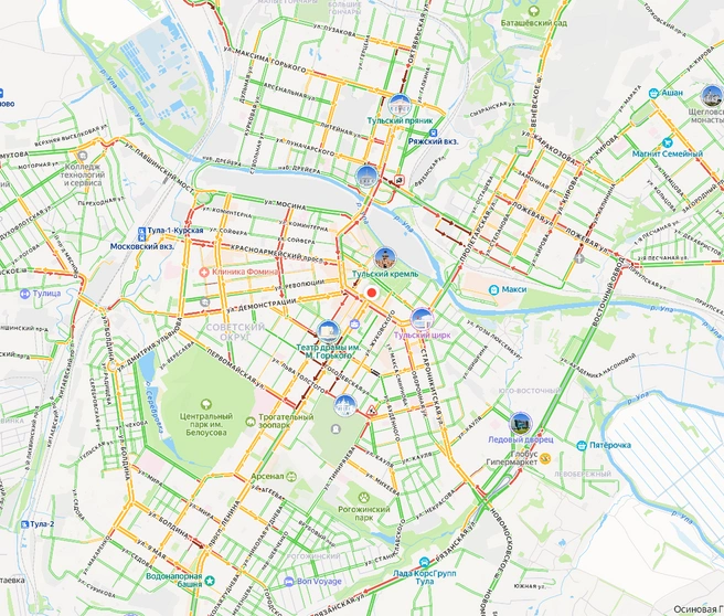 Так выглядит дорожная ситуация в городе сейчас | Источник: yandex.ru/maps