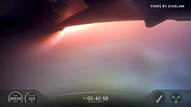 SpaceX досрочно посадила мегаракету Starship после орбитального полета | Источник: трансляция SpaceX