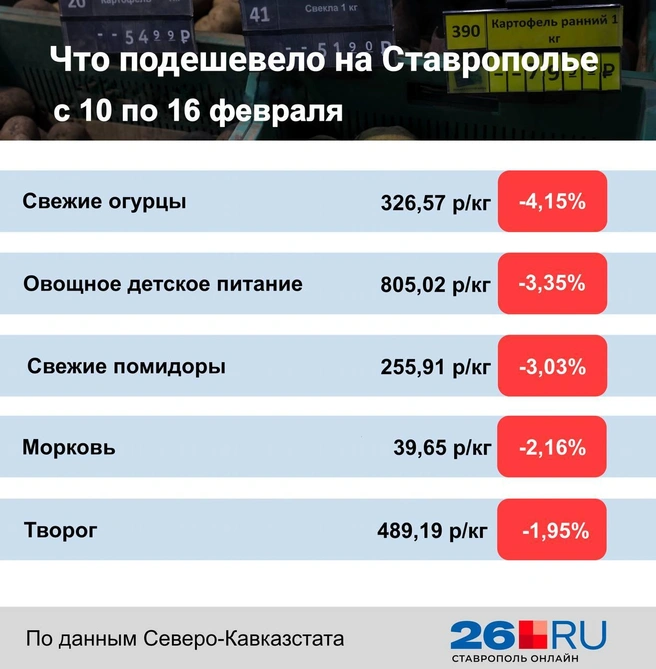 Статистика цен на продукты | Источник: Дарья Гранкина / 26.RU