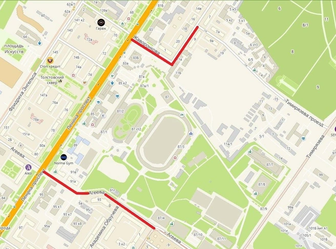 Красным выделены улицы, где будут действовать ограничения | Источник: Пресс-служба администрации города Тулы