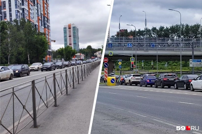 Вся Локомотивная от ДКЖ до площади Гайдара встала в пробку | Источник: читатель 59.RU