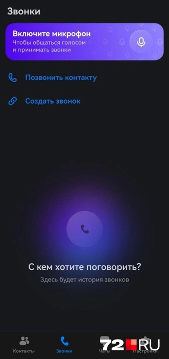 Звонки вынесены также в отдельную вкладку | Источник: Павел Красоткин / 72.RU